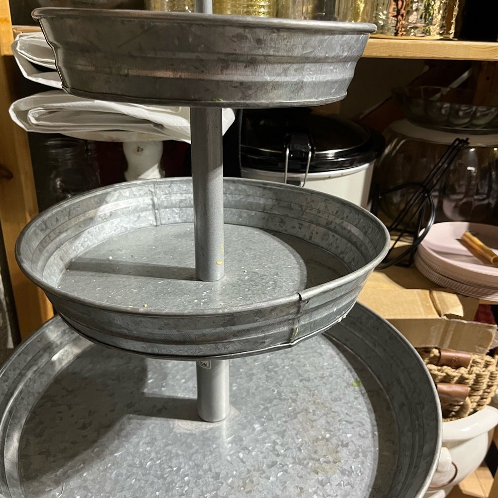 Galvanized Metal 3-Tier Serving Tray from Pottery Barn